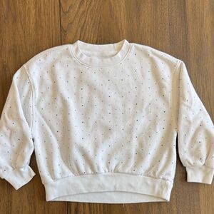 GAP Kids White Crewneck Sweatshirt with Multicolor Polka Dotted Pattern
